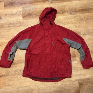 VTG American Eagle AE77 Performance Jacket Red Grey Y2K Gorpcore MP3 Pocket